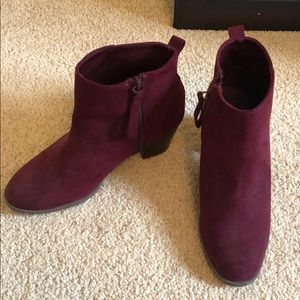 Faux Suede Burgundy Booties